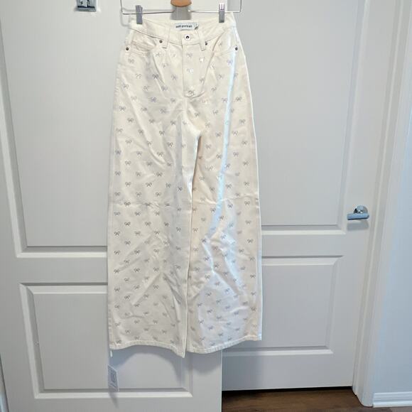 Self Portrait Bow Embellished High Waist Denim Size 25 - Picture 4 of 8
